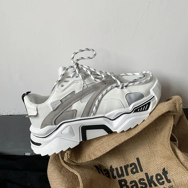 

Мужские и женские дышащие старые туфли, трендовая мужская обувь, светоотражающая кожаная обувь на толстой подошве, повседневная спортивная...