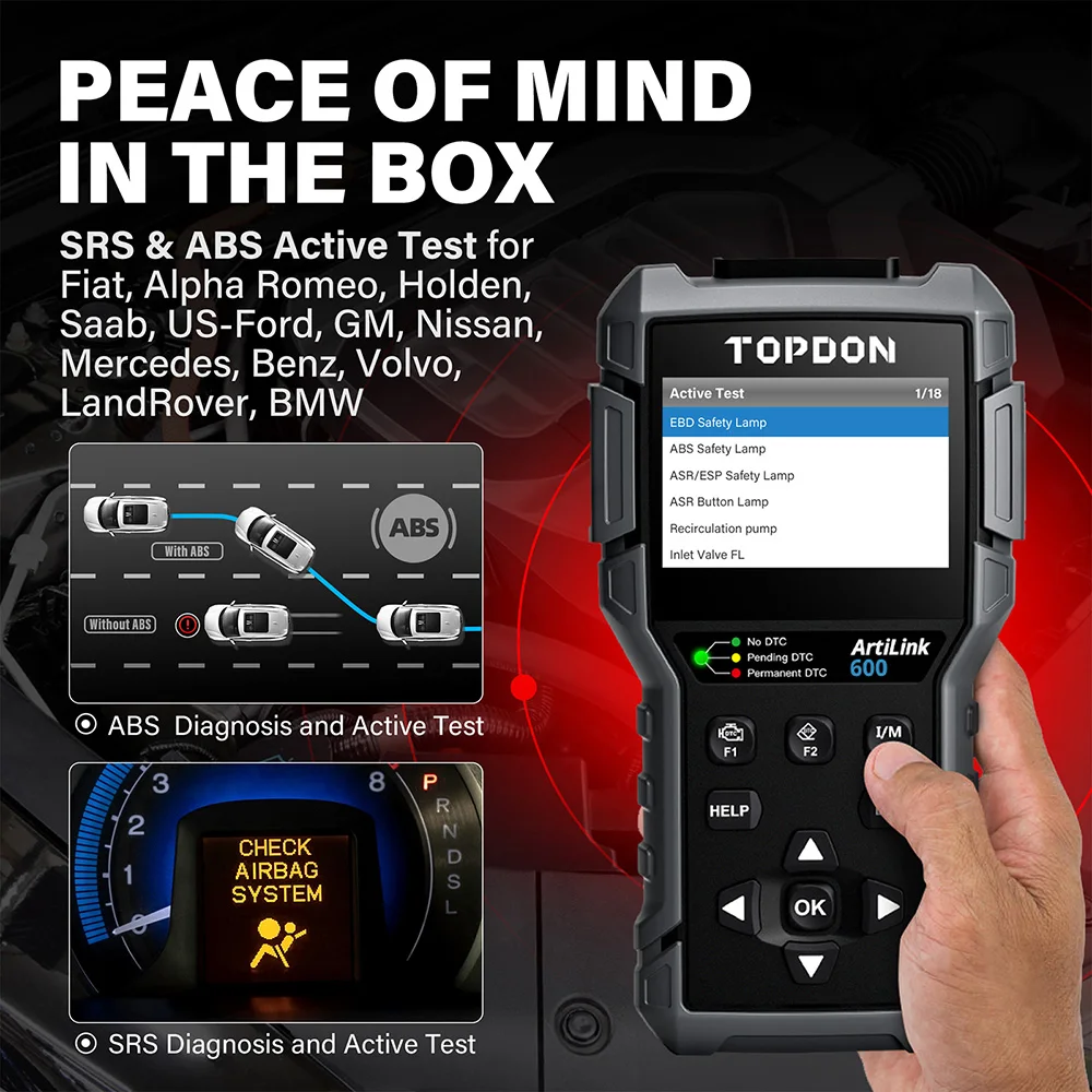 Автомобильный диагностический инструмент TOPDON ArtiLink600 OBD2 бессрочный Бесплатный