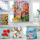 Занавеска для душа из водонепроницаемой ткани, с принтом в виде цветков