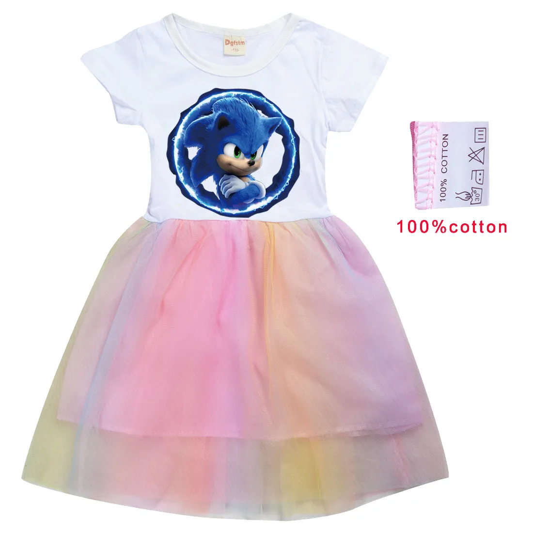 

Girls Summer Sonic 2021 dress girls princess dress kids toddler birthday party children girls Casual Christmas kid dress