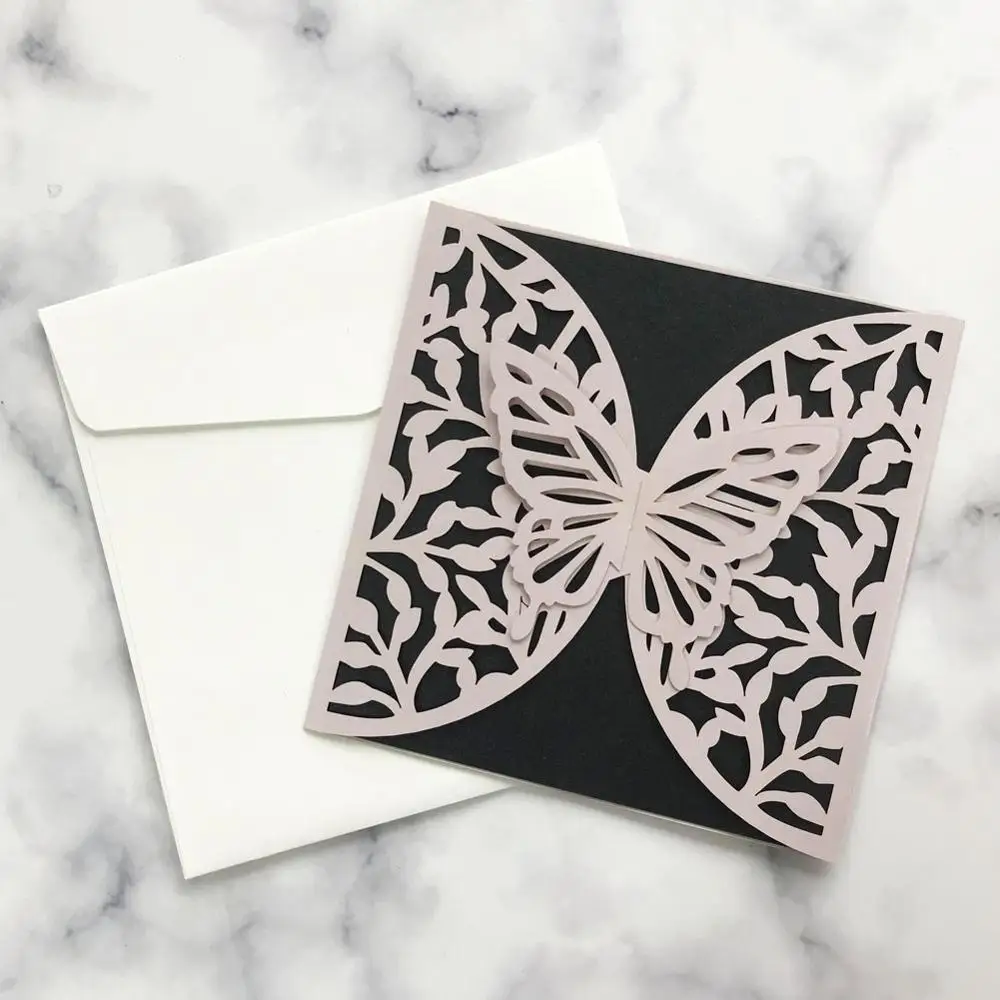 12 шт 3D бабочки пригласительные карты из Жемчужной бумаги полые Lavce Свадебный