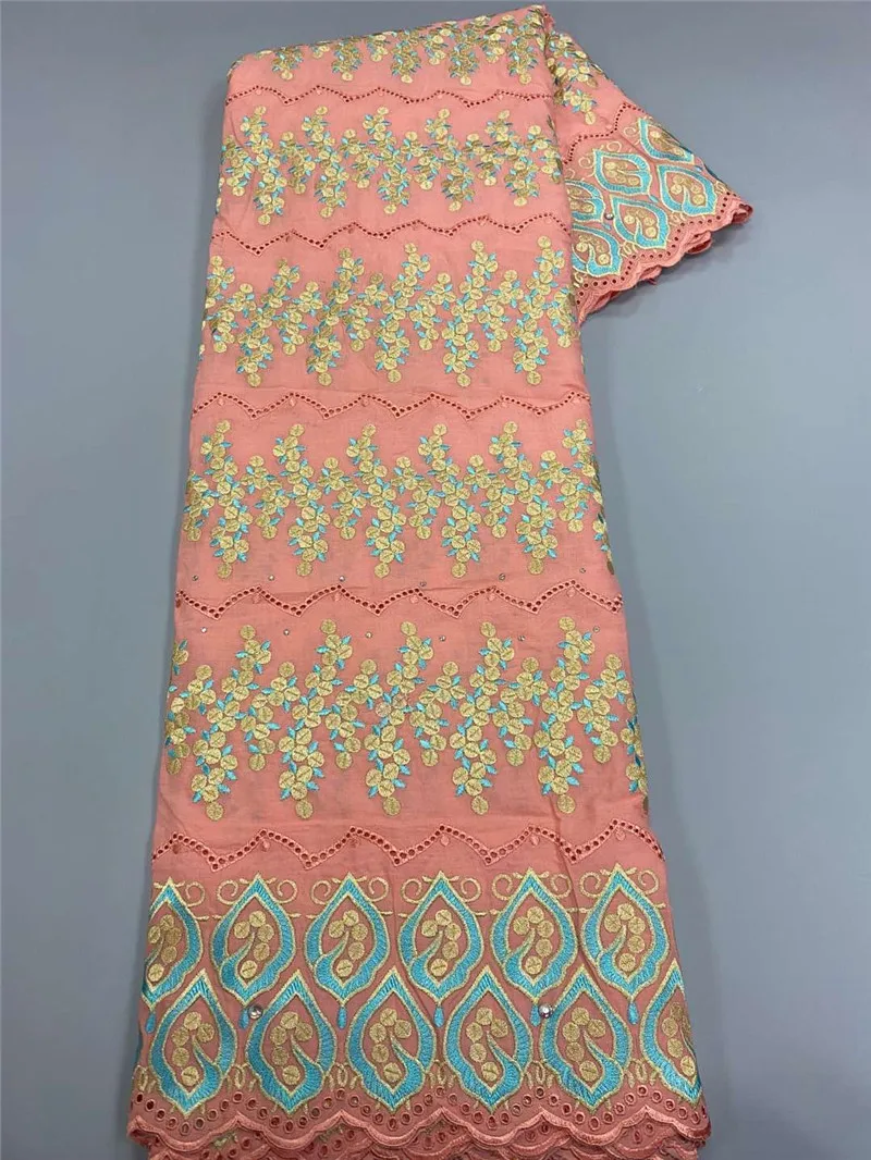 

5yards high quality cotton lace fabric newcoming stones swiss voile lace fabric new fashion style for dress KC108