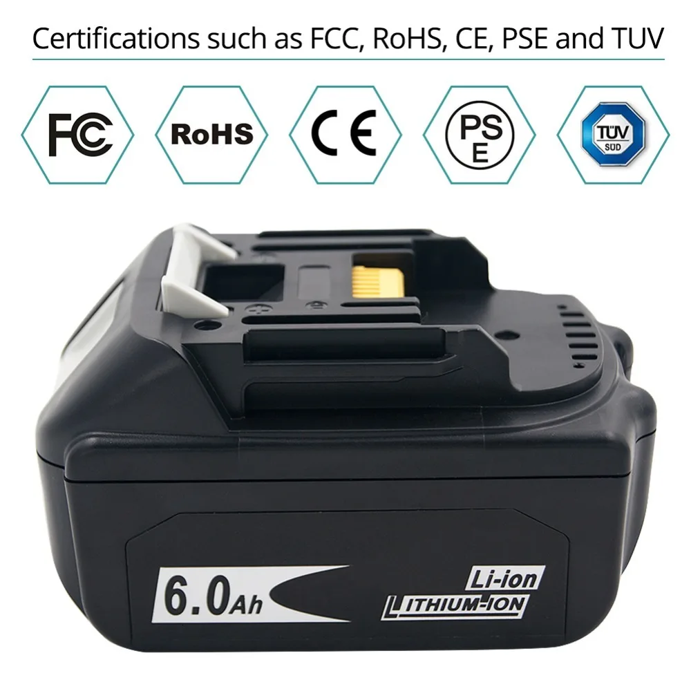 2 шт 18V 6000 мА/ч, Rechargealbe Батарея для Makita 18V BL1830B BL1860B BL1840B BL1815 LXT-400 последняя версия батарея для зарядки