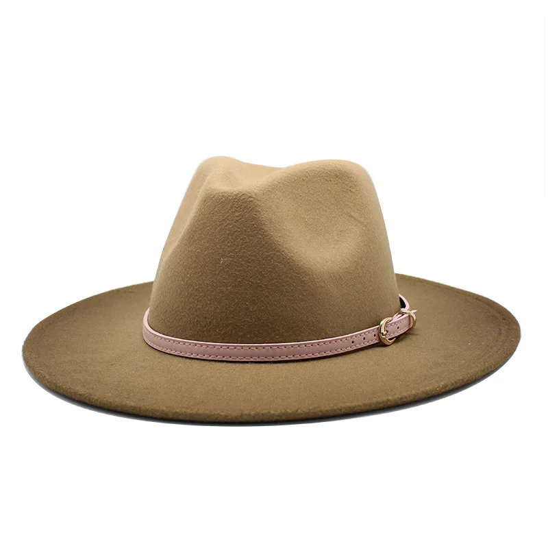 New Newly 2-color gradient Men Wool Jazz Fedora Hat With Leather Ribbon Gentleman Elegant Wide Brim Church Panama Formal Cap | Аксессуары