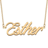 esther name necklace for women stainless steel jewelry 18k gold plated nameplate pendant femme mother girlfriend gift