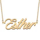 Ожерелье с именем Esther для женщин, ювелирные изделия из нержавеющей стали с покрытием из 18-каратного золота, кулон-табличка с именем Femme, подарок для матери, девушки