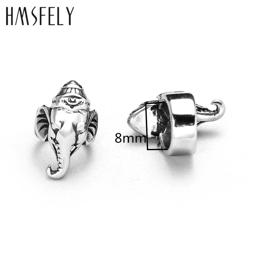 HMSFELY 316l из нержавеющей стали в виде слона головы бусины аксессуары для DIY кожаный