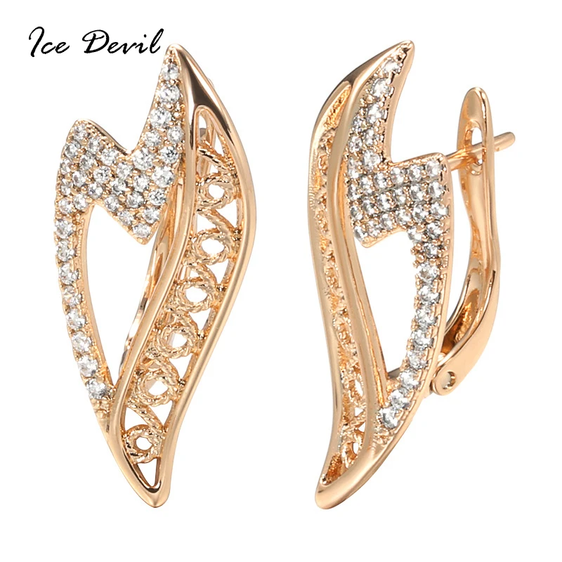 

KQ090 Fashion Exquisite Elegant Creative Street Snap Copper 4A Zircon Lightning Ear Stud Gift Party WOMEN'S Jewelry Earrings