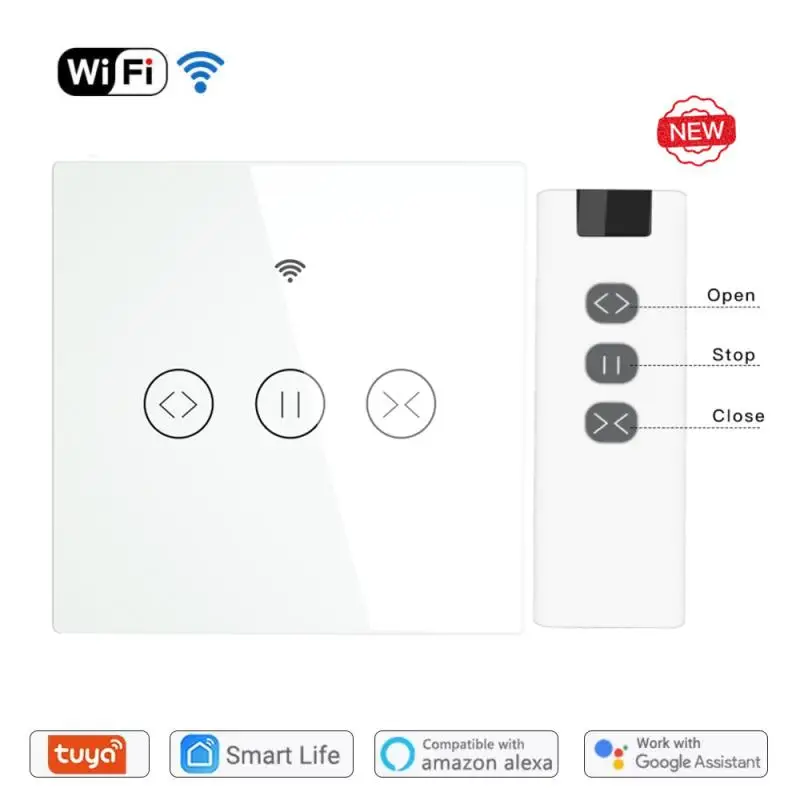 

Умные сенсорные занавески RF Wi-Fi, роликовые затворы, переключатель с дистанционным управлением через приложение Smart Life, работает с Alexa Echo Google ...