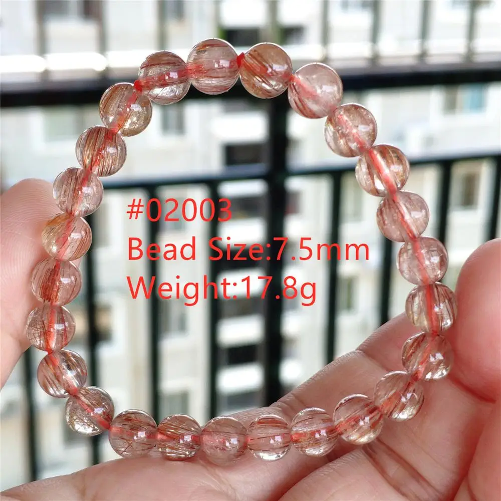 

Natural Copper Rutilated Quartz Clear Round Beads Bracelet Women Men Rutilated Fashion Stone Jewelry AAAAA