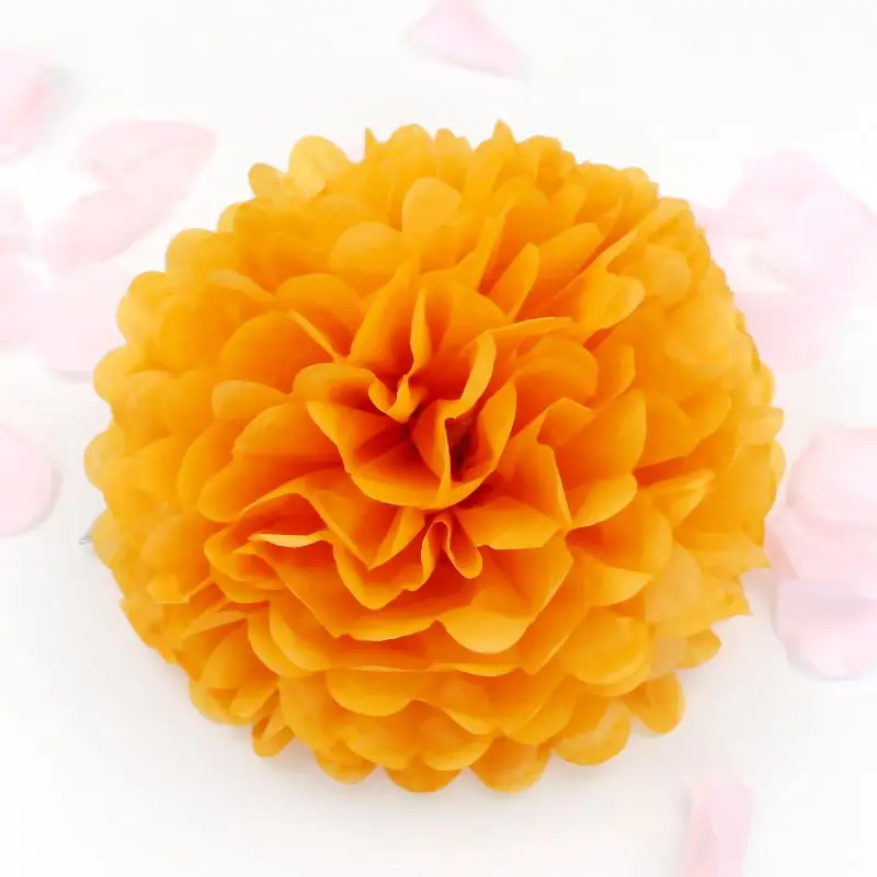 orange 12 см/15 см/20 см/25 см/30 см/35 см(для детей в возрасте от 4 до 14 лет дюйма), свадебных платьев, декоративных изделий и Бумага помпонами шарики-Помпоны вечерние дома декоративная ткань/День Святого Валентина Декор - Цвет: orange