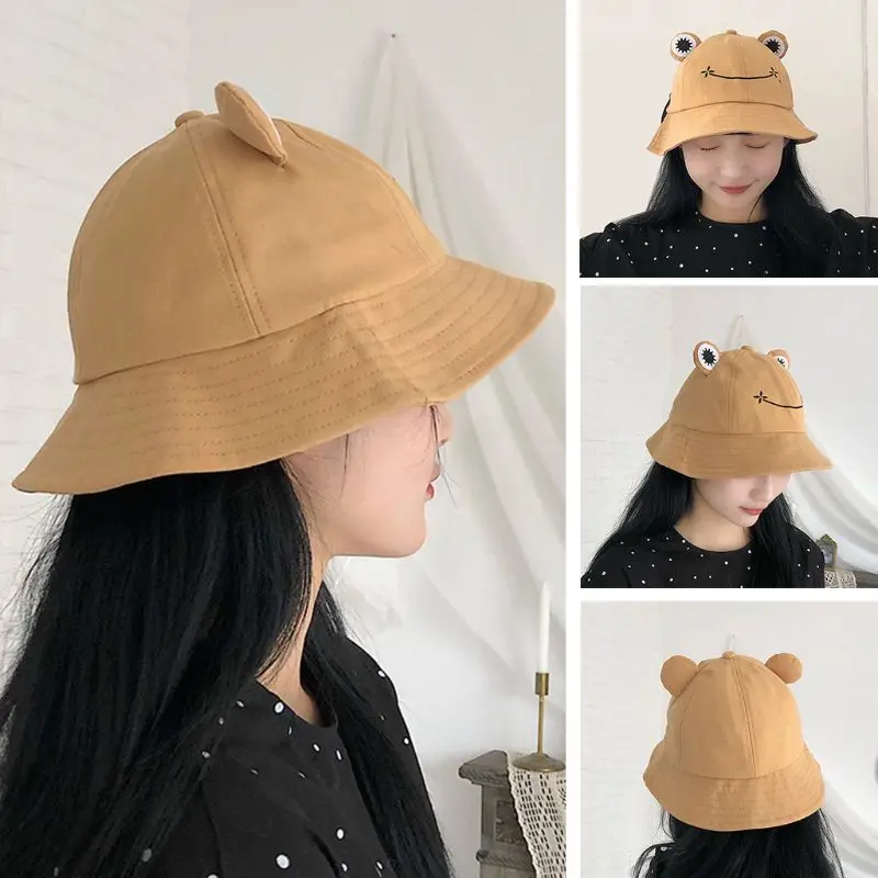 

Foldable Cotton Frog Bucket Hat Summer Sunscreen Fisherman Cap Hunting Sunhat