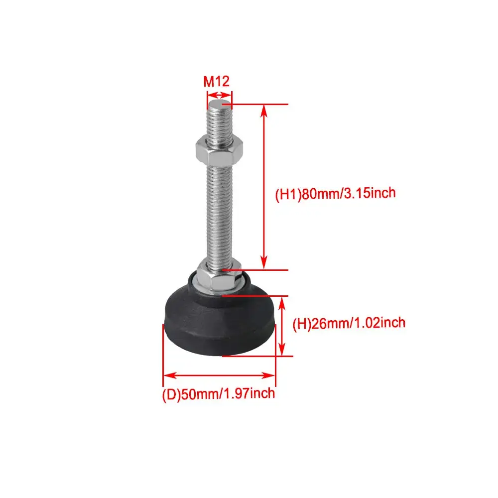 M12 Black Adjustable Furniture Legs Table Sofa Carbinet Bed Feet Universal Joint Glide Pads | Обустройство дома