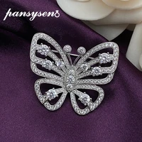 pansysen 100 solid 925 sterling silver simulated moissanite diamond butterfly brooches women brooch fine jewelry drop shipping