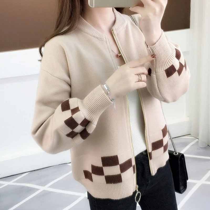 

High Quality Sweaters Autumn Cardigan Womens Casual Sweet Knitted Sweaters Long-sleeve Tops Female Sweaters Coat Open Stitch