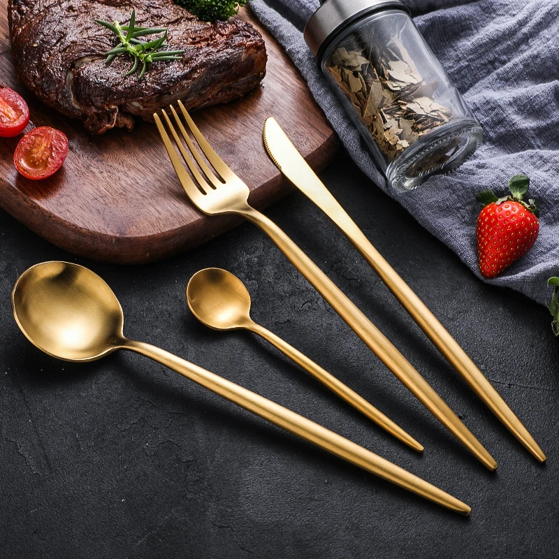 

AMOTANG Four-piece Stainless Steel Tableware Champagne Gold C6779