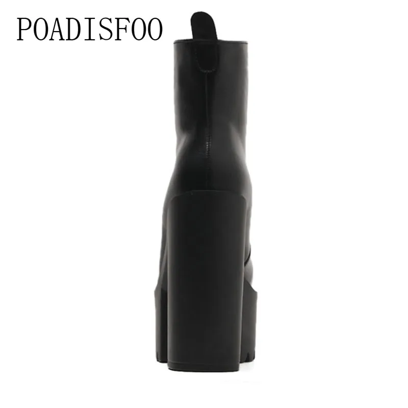 Сапоги на высокой платформе с молнией женские ботинки высоком каблуке Тонкие