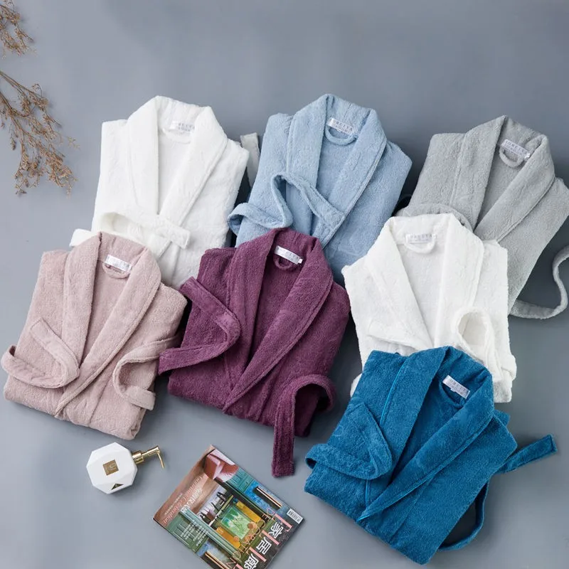 

Autumn Winter New Toweling Terry Robe Kimono Gown Cotton Male Sleepwear Lovers Intimate Lingerie Casual Home Clothes Nightwear