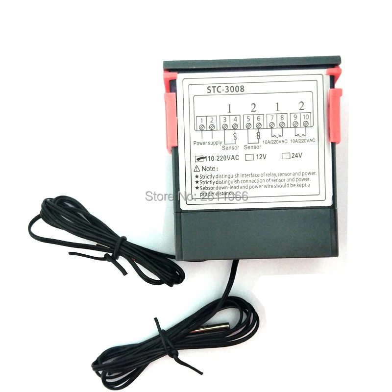 STC-3008 12V 24V 110-220V Двойной цифровой регулятор температуры два реле внешний термостат