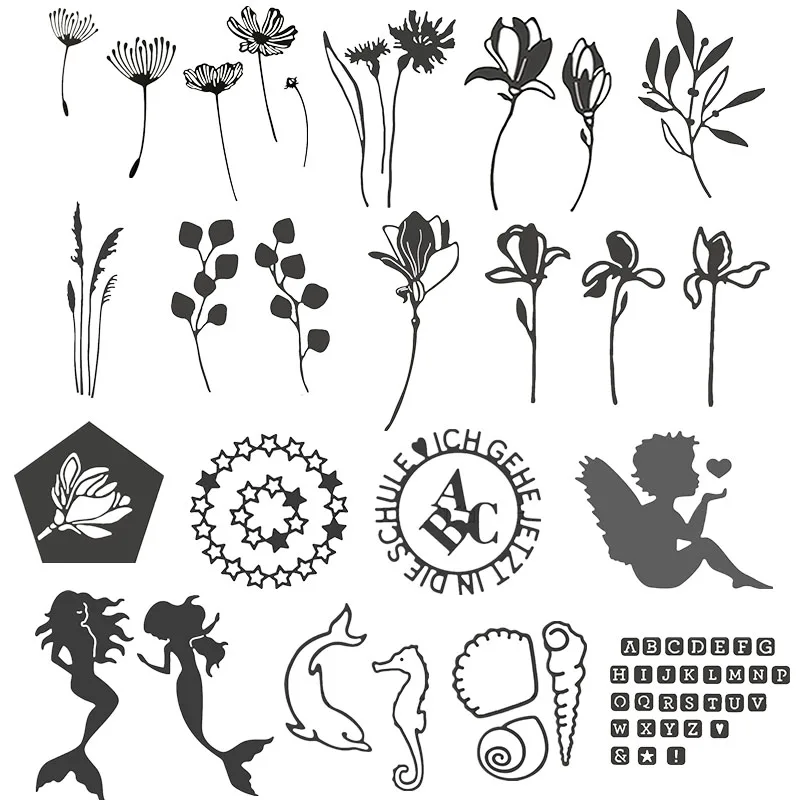 Цветы Алфавит основной элемент металла резки штампы для скрапбукинга и карт