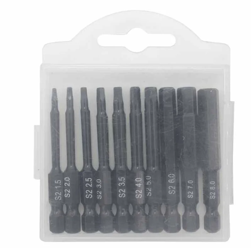 

10PCS Hex Screwdriver Bit Set S2 Precision Impact driver Magnetic Electric Tool 50/60mm Lenght Bits 1/4inch Shank Screwdrivers