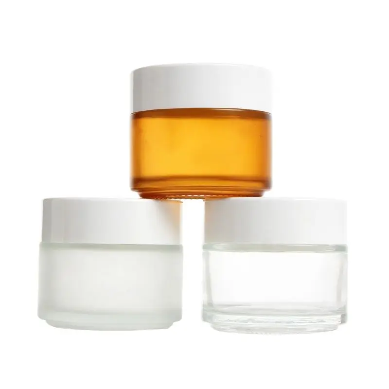 100g Glass Cream Jar Amber Frosted Cosmetic Container Custom Facial Mask Refillable Lotion Bottles Empty Face Cream Jar 10pcs