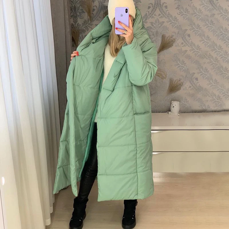 Модные зимние толстые свободные парки XMAX с капюшоном женские элегантные длинные