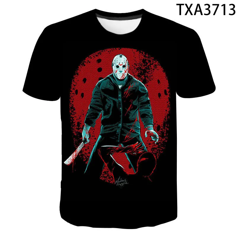 

3D Print Men Women Children Short Sleeve Jason Voorhees T Shirt Casual Cool Horror Movie Friday The 13th Tees Tops Clothes