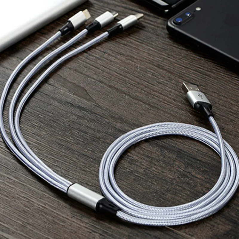 3 в 1 USB кабель для iPhone xs max кабель для быстрой зарядки для Android Micro usb type C type-c 3 в 1 Кабели для мобильных телефонов шнур для зарядки