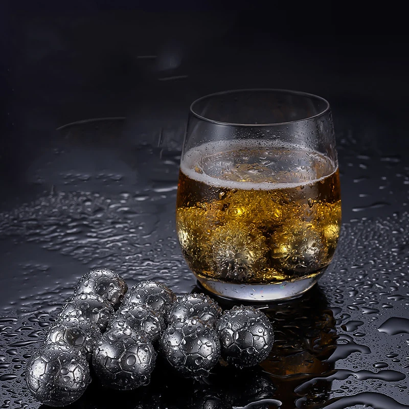 

4/6/8pcs Food Grade 304 Stainless Steel Ice Ball Reusable Chilling Stones For Whiskey Wine Fast Cooling Cold Bar Accessories
