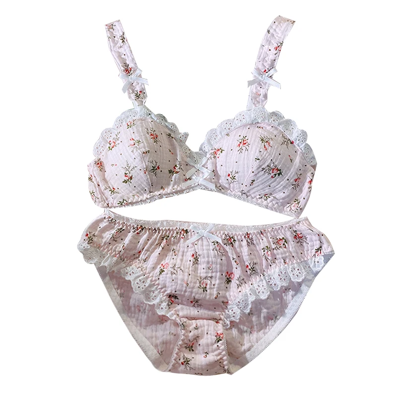 Комплект женского нижнего белья кружевной бюстгальтер с цветочным принтом 2021