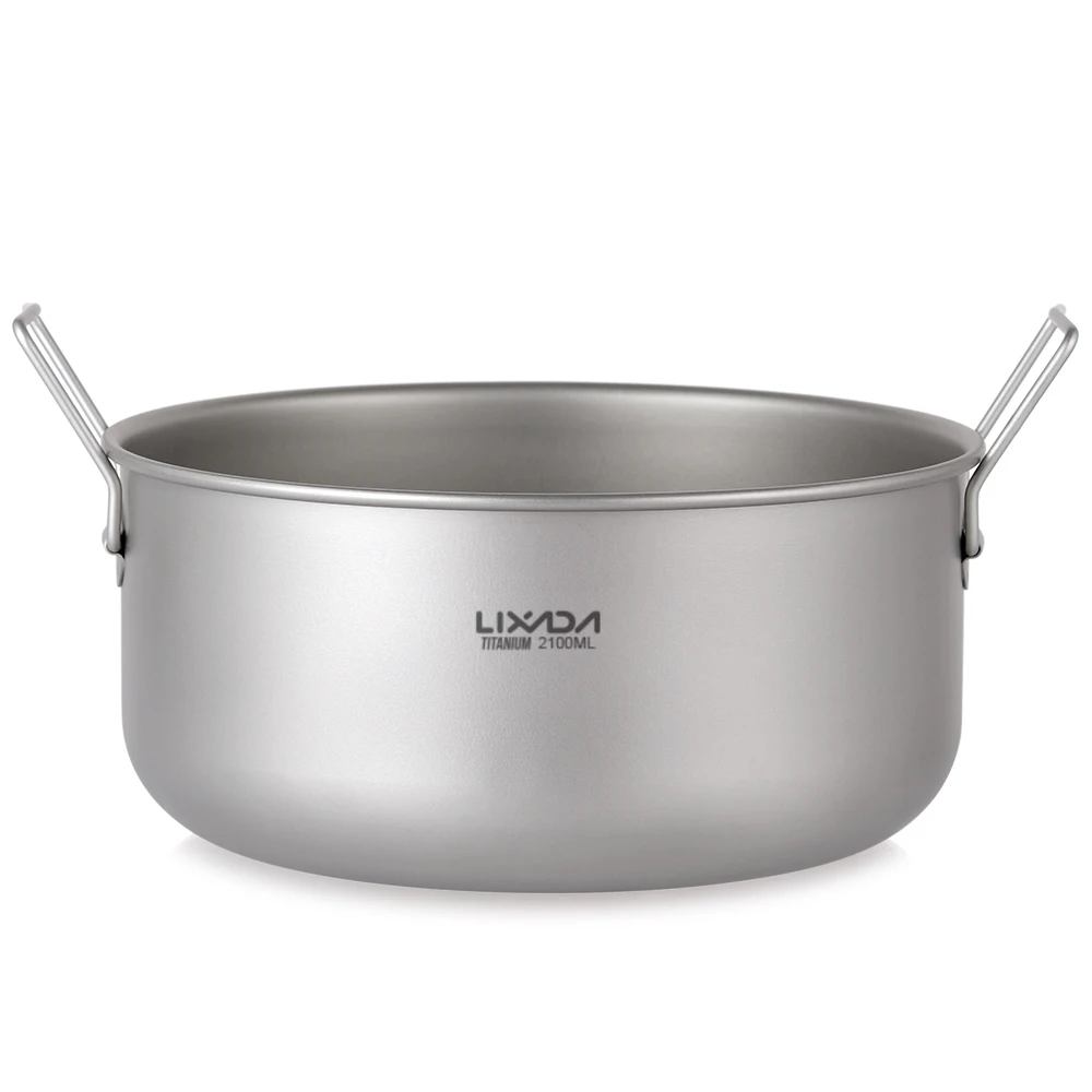 

Lixada 2100ml Titanium Stockpot Soup Pot Saucepan Home Kitchen Outdoor Camping Backpacking