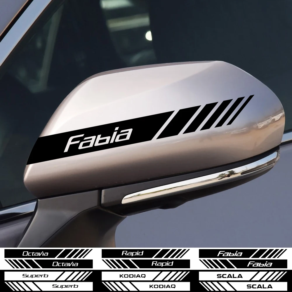 

2pcs Car rearview mirror sport sticker For Skoda Octavia Rapid Fabia Superb Kodiaq Scala Karoq Kamiq Emblem Decoration Decal