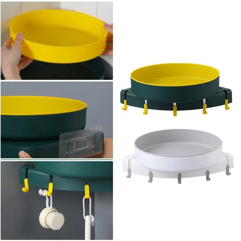 

Rotating shelf toilet bathroom storage rack kitchen supplies corner rack free punch toilet shelf wall-mounted