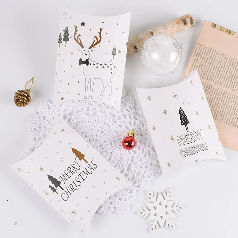 4 шт. Рождественский орнамент олень/медведь бумажная коробка конфет подушка для