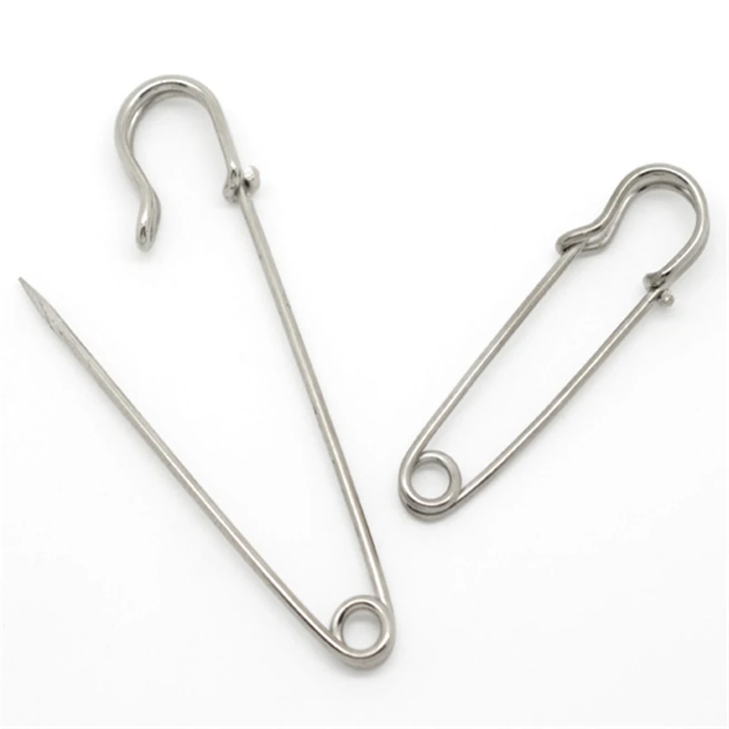 

3 Pcs Silver Tone Stitch Safety Holders Brooch Pin DIY Sewing Tools Accessory Iron Needles Safety Pin Brooch 5.6cm, 7.4cm, 10cm