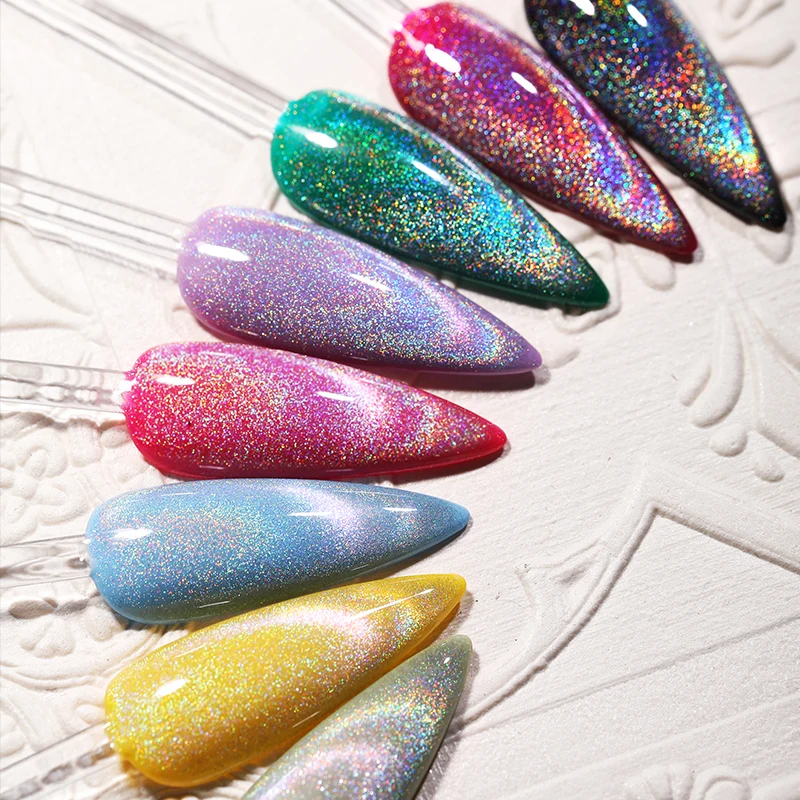 BORN PRETTY 7 мл Радужный голографический кошачий магнитный гель серебристо-черный