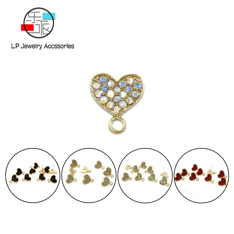 В форме сердца со стразами серьги шпилькой для женщин милые ручной работы