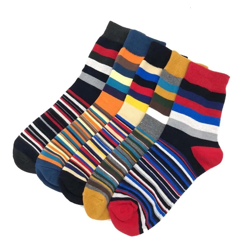 10 парт/лот классические цветные толстые и тонкие полосатые мужские носки