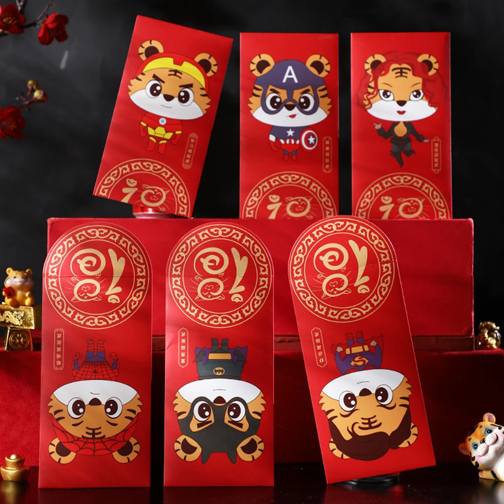 

Китайские красные конверты «год Тигра», 36 шт., пакеты для денег на удачу Hong Bao, товары для дня рождения на весну 2022