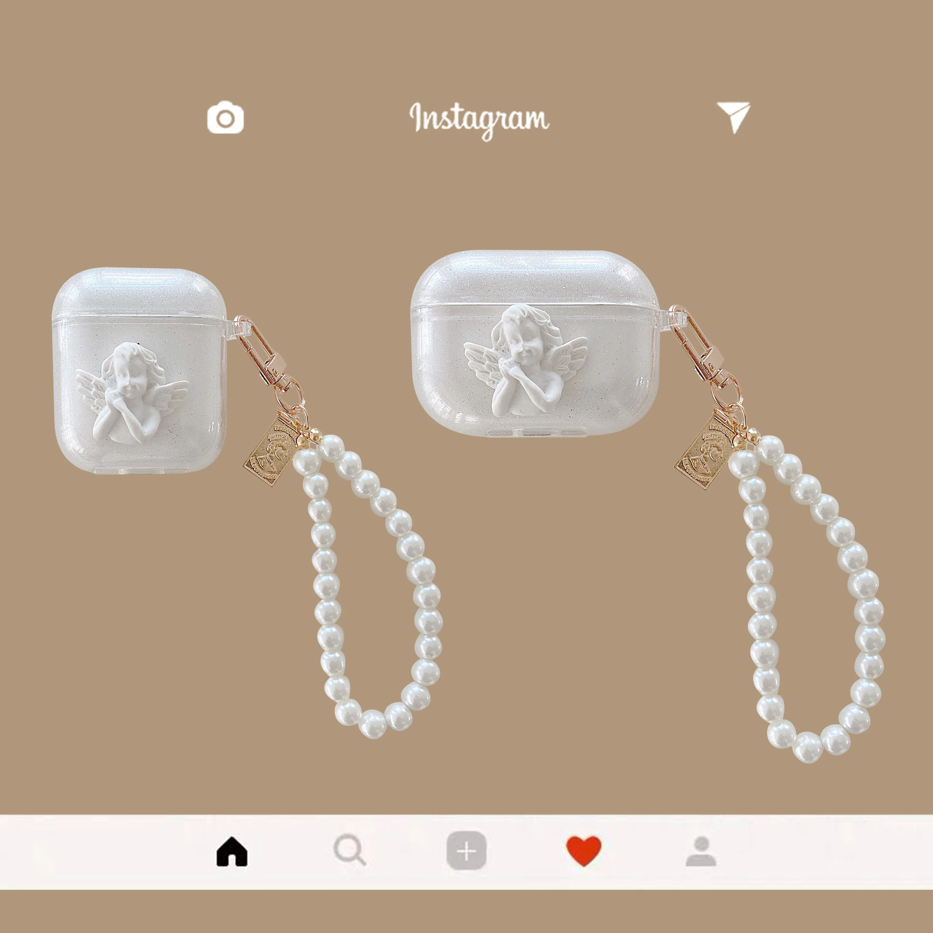 

Защитный чехол для гарнитуры Apple Airpods 1 2 Pro, чехол с рамкой для зарядки, прозрачный чехол с подвеской и статуей ангела