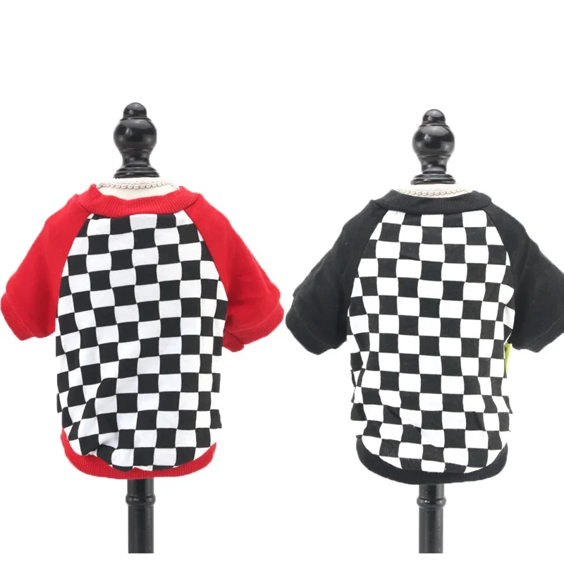 Платье футболка для собак Ves летняя одежда клетчатая черная/красная рубашка