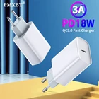 Зарядное устройство PD USB Type C 18 Вт, адаптер для быстрой зарядки iPhone 11 Pro, XR, Macbook, PD, вилка EU, US, AU, UK, USB-кабель