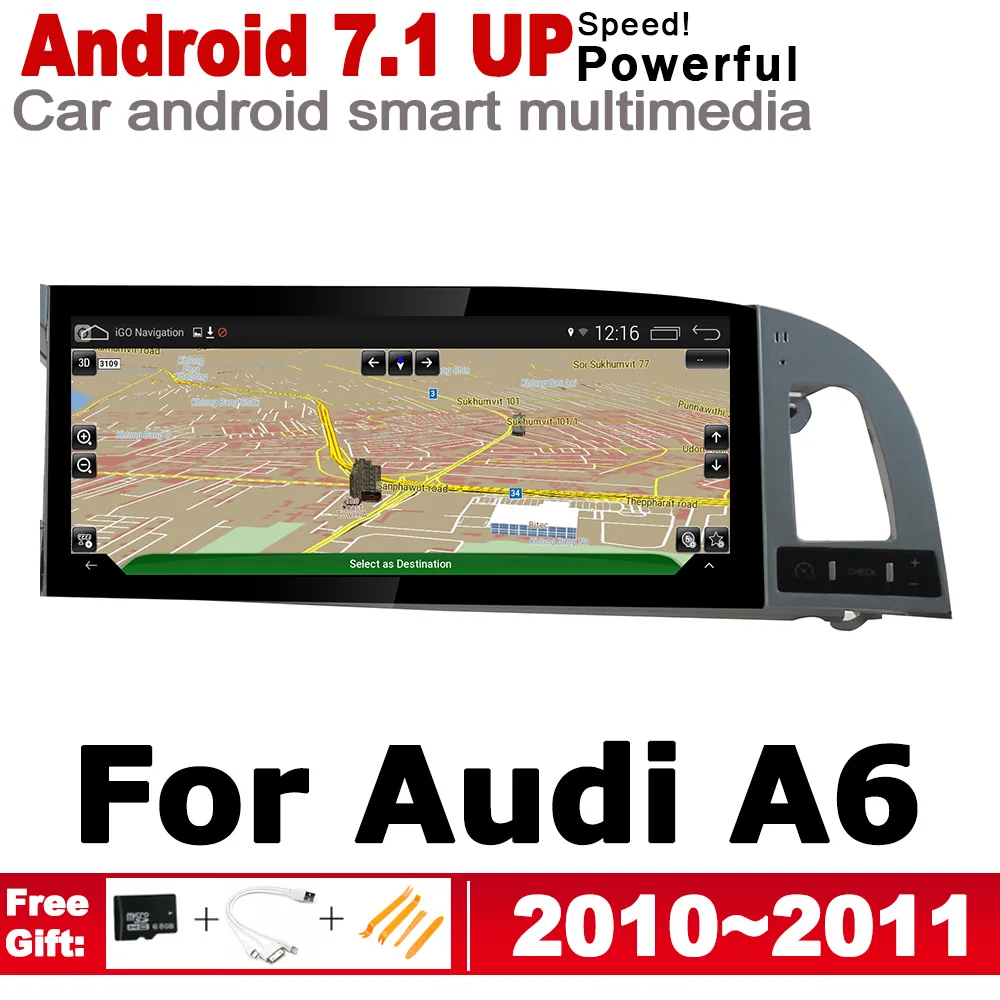 10 25 &quotHD экран стерео Android 7 1 Автомобильный GPS Navi карта для Audi A6 4F 2010 ~ 2011 MMI
