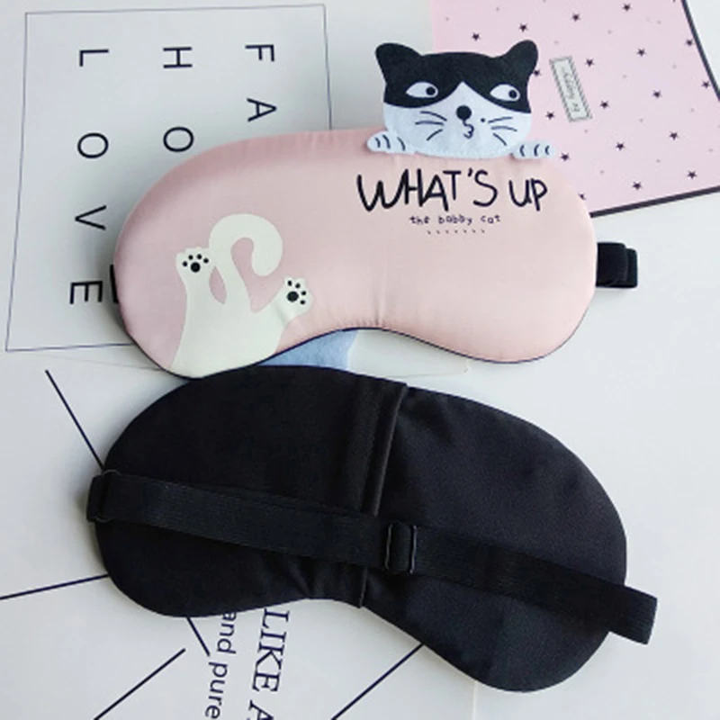

New Eye Mask Cartoon Cute Cat Sleeping Mask Plush Eye Shade Cover Eyeshade Suitable Blindfold For Travel Home Party Gifts