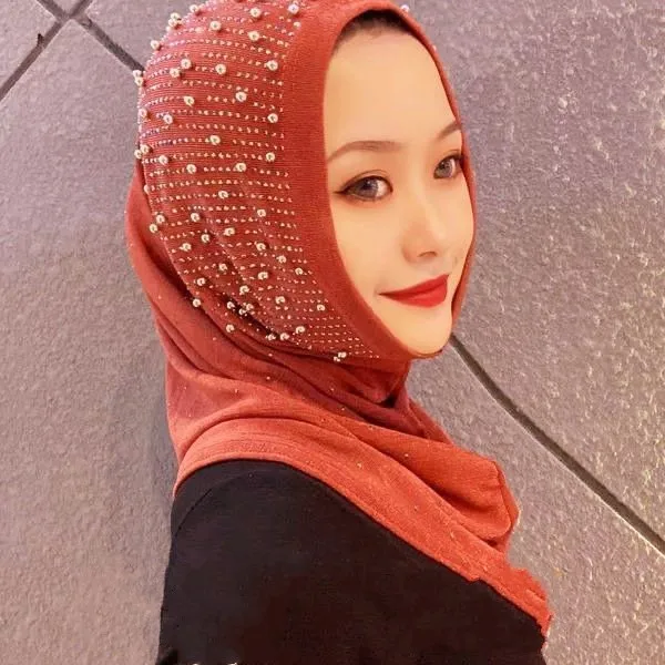 Хиджаб модные мусульманские исламские шапки женский головной платок с бусинами