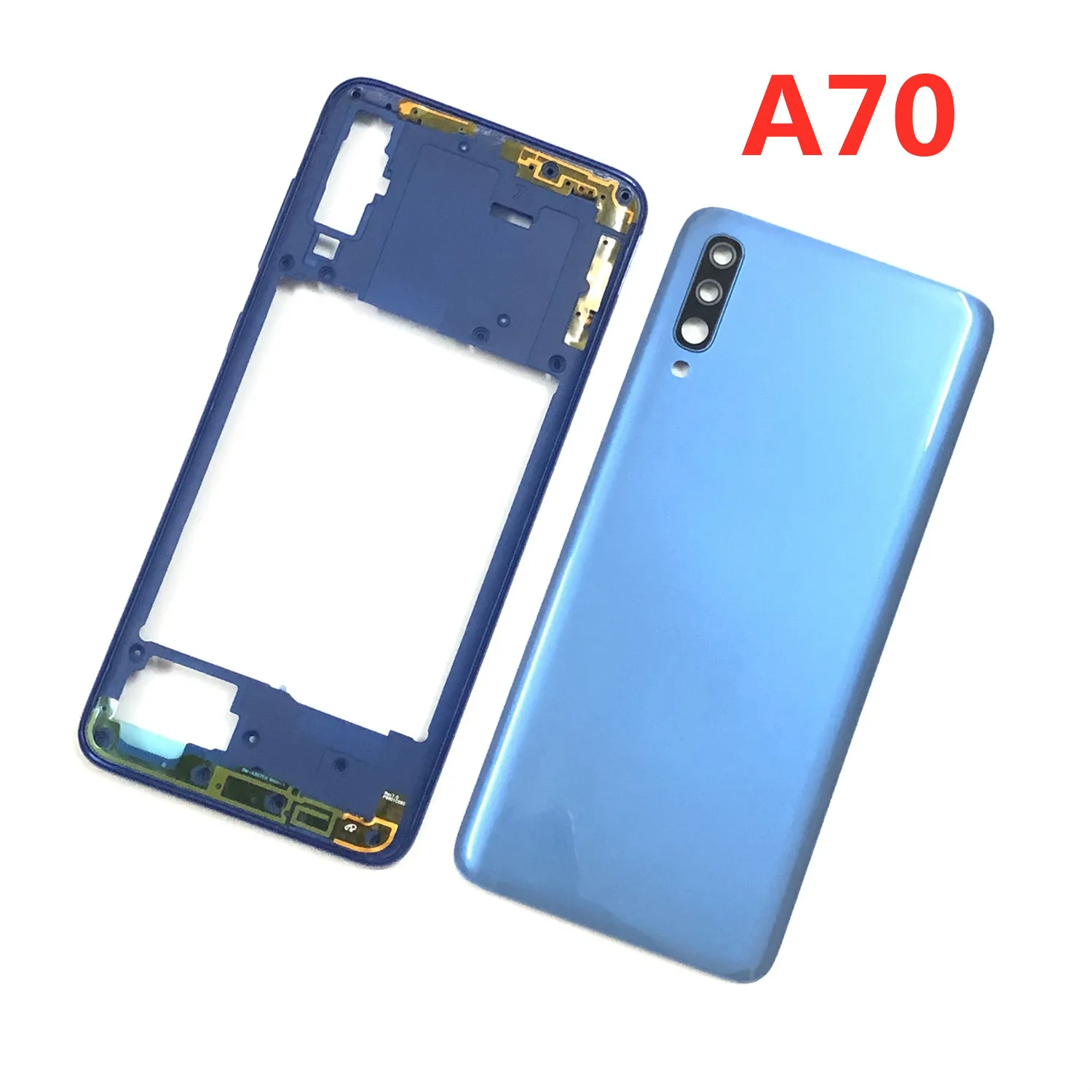 

For Samsung Galaxy A70 2019 A705 SM-A705F A705DS Housing Middle Frame + Battery Back Case Rear Door Cover + Camera Lens + Logo