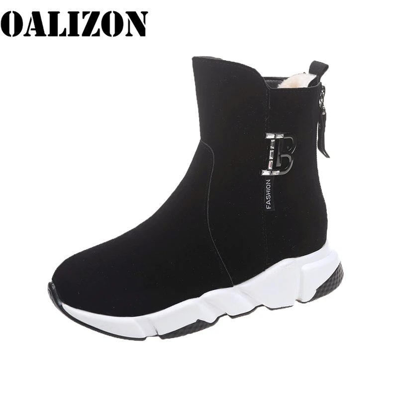 

Platform Boots Women 2021 Winter New Ankle Snow Warm Cozy Pumps Shoes Zipper Design Suede Short Flush Casual Walking Botas Mujer