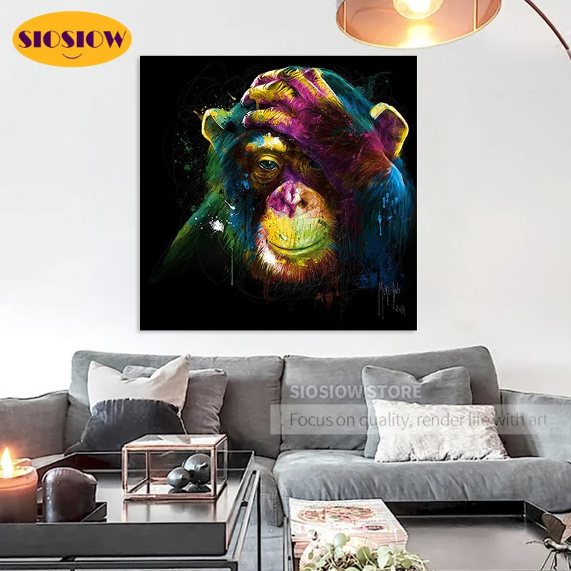 Colorful 5D DIY Gorilla Diamond Painting Full Drill Square Animals Round Daimond Mosaic Modern Broderie Diamants Embroidery | Дом и сад