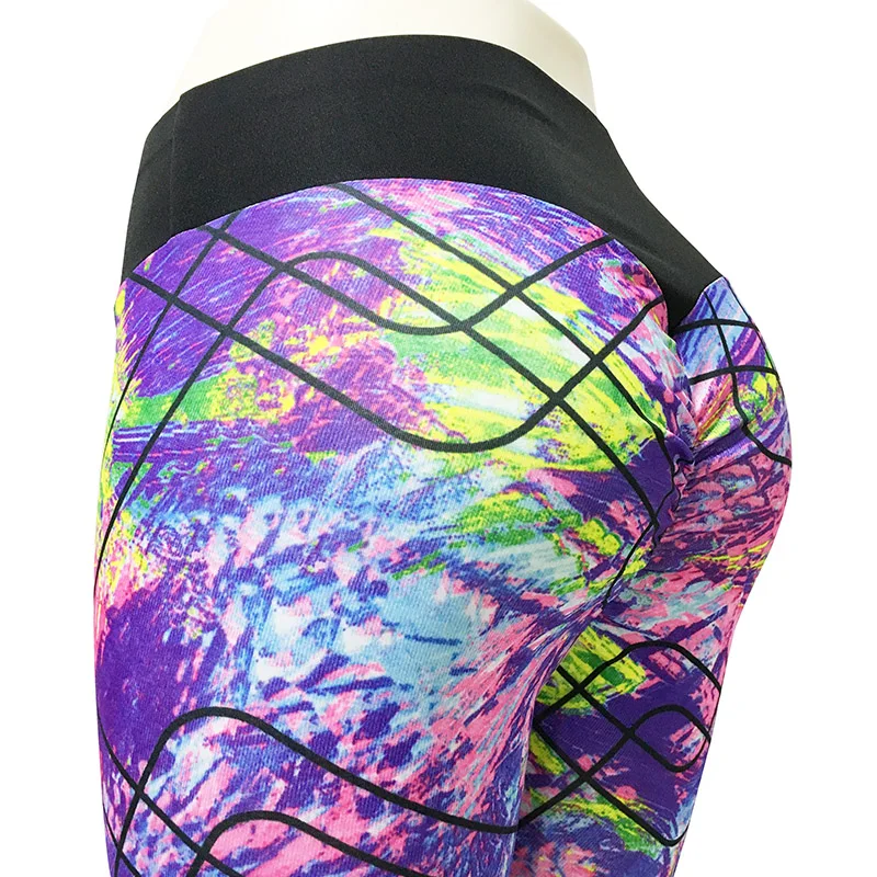 Женские леггинсы с геометрическим принтом Nessaj повседневные штаны пуш ап высокой